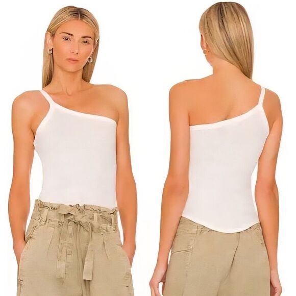 New! We The Free People - L One Way Or Another Tank Top White One Shoulder - Picture 4 of 7